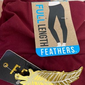 NEW FEATHERS SUPER SOFT LEGGINGS JUNIOR JR MEDIUM M BURGUNDY CRIMSON GIRL 14-16